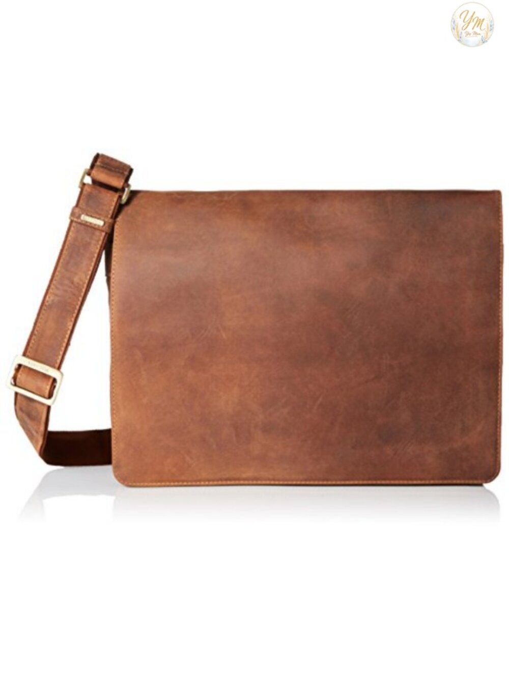 Visconti Leather Distressed Messenger Bag Harvard Collection Tan